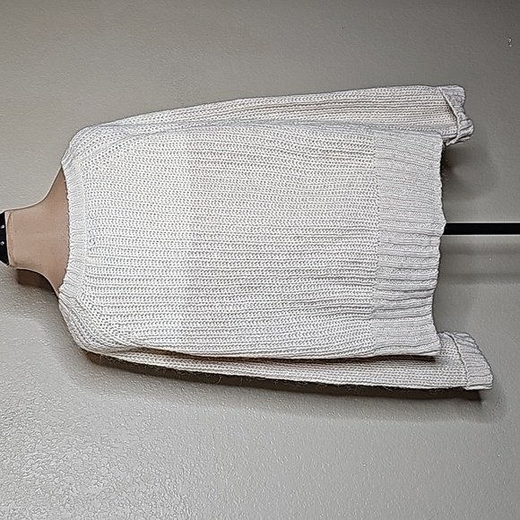 Moda Intl Ladies XL Chunky Oversized two tone neutral ivory scoop neck sweater - Picture 3 of 6